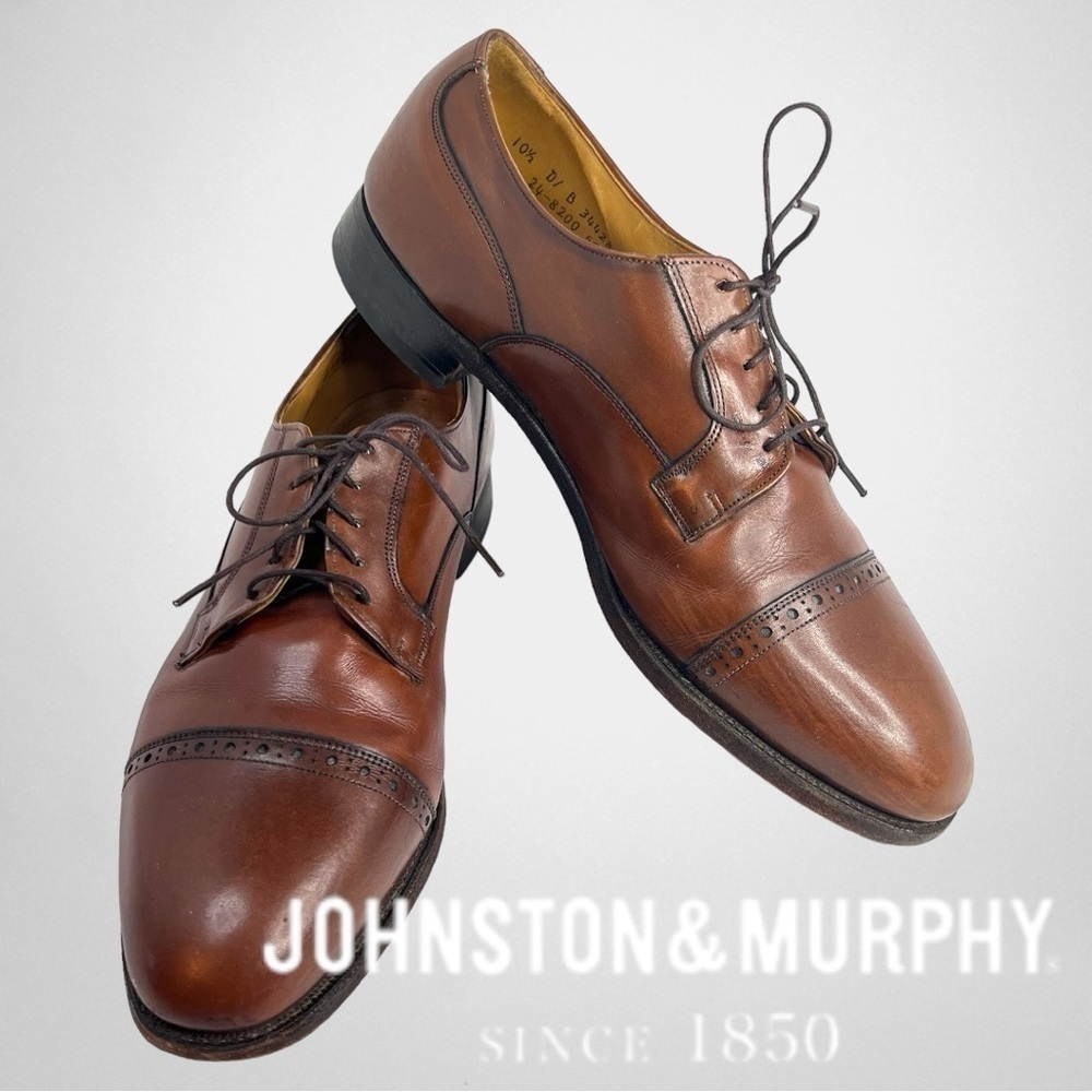 Johnston & Murphy Tan Tumbled Full Grain Hawthorn Cap Toe
